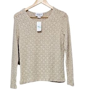 Vintage Jessica Beige Crocheted Pullover Sweater Top Womens XL